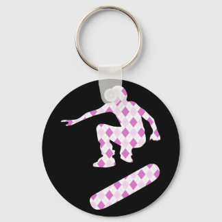 Porte-clés silhouette argyle de skateboard