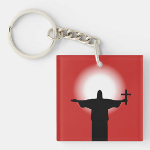 Porte-clés Silhouette avec croix