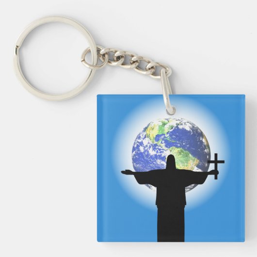 Porte-clés Silhouette avec une croix (Devant)