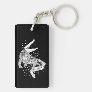 Porte-clés Silhouette blanche d'animal - Crocodile
