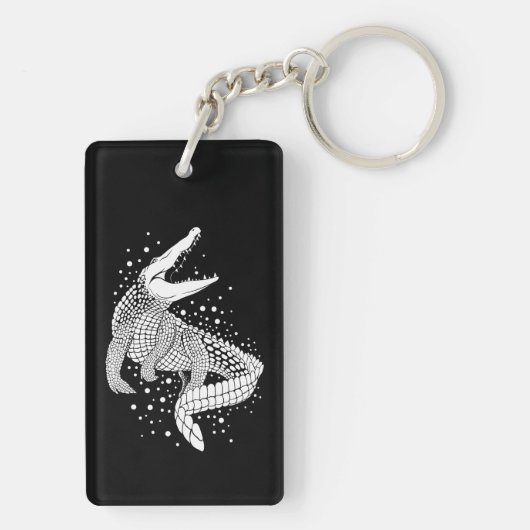 Porte-clés Silhouette blanche d'animal - Crocodile (Dos)