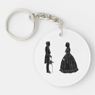 Porte-clés silhouette d'abraham lincoln et de mary todd linco