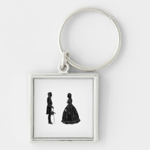 Porte-clés silhouette d'abraham lincoln et de mary todd linco