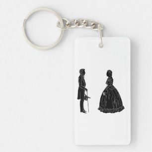 Porte-clés silhouette d'abraham lincoln et de mary todd linco