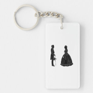Porte-clés silhouette d'abraham lincoln et de mary todd linco