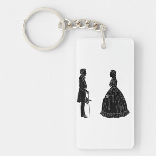 Porte-clés silhouette d'abraham lincoln mary todd lincoln