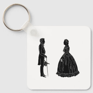 Porte-clés silhouette d'abraham lincoln mary todd lincoln
