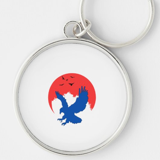 Porte-clés Silhouette d'aigle bleu avec Porte - clé de lune r (Devant)