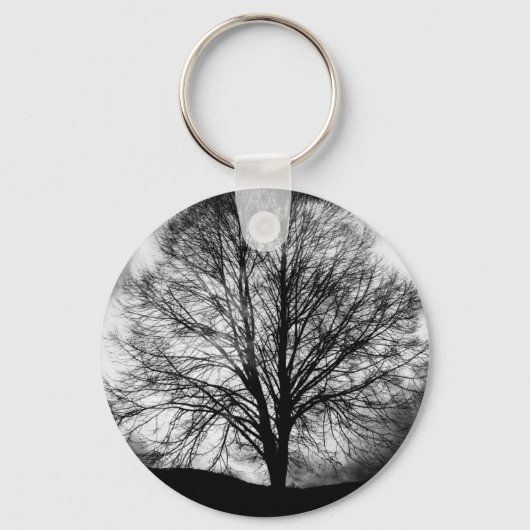 Porte-clés Silhouette d'arbre devant une Pleine lune (Recto)