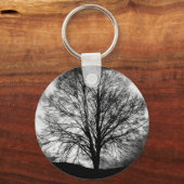 Porte-clés Silhouette d'arbre devant une Pleine lune (Recto)