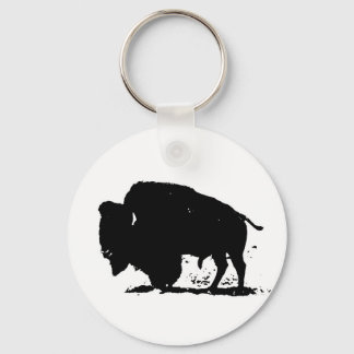 Porte-clés Silhouette de buffle noir et blanc