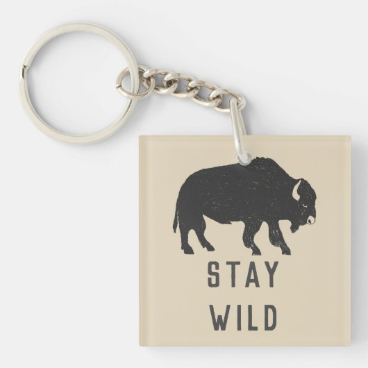 Porte-clés Silhouette de buffle sauvage restez (Devant)