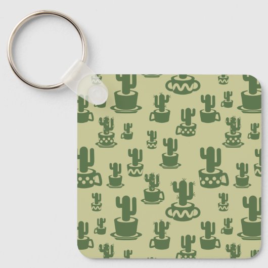 Porte-clés Silhouette de cactus succulent en tasses et pots (Recto)