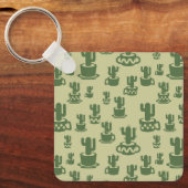 Porte-clés Silhouette de cactus succulent en tasses et pots (Recto)