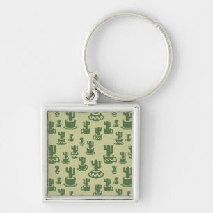 Porte-clés Silhouette de cactus succulent en tasses et pots