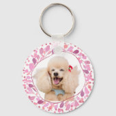 Porte-clés silhouette de caniche rose pastel perso (Recto)