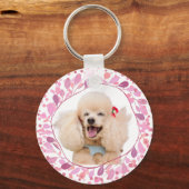Porte-clés silhouette de caniche rose pastel perso (Recto)