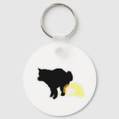 Porte-clés Silhouette de chat noir accroupi drôle (Recto)