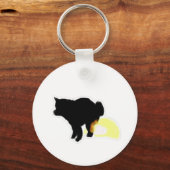 Porte-clés Silhouette de chat noir accroupi drôle (Recto)
