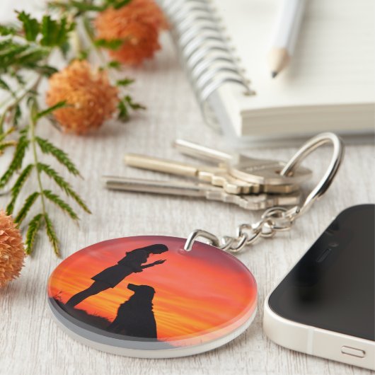 Porte-clés silhouette de chien et propriétaire au  (Devant droit)