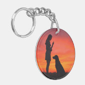 Porte-clés silhouette de chien et propriétaire au  (Devant gauche)