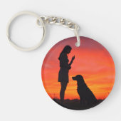 Porte-clés silhouette de chien et propriétaire au  (Devant)