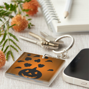 Porte-clés Silhouette de citrouille et de feuilles