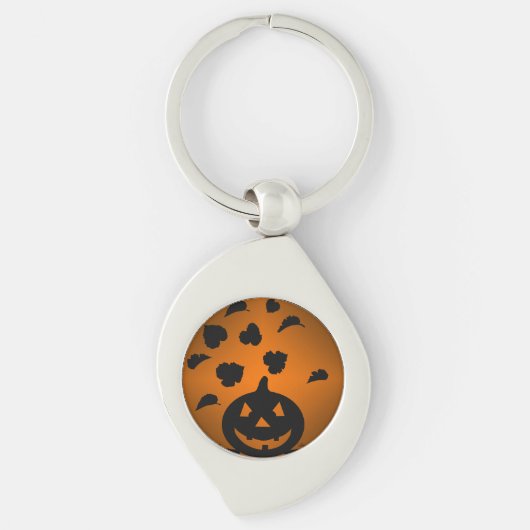 Porte-clés Silhouette de citrouille et de feuilles (Devant)