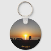 Porte-clés Silhouette de coucher de soleil d'été côtier (Recto)