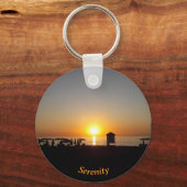 Porte-clés Silhouette de coucher de soleil d'été côtier (Recto)