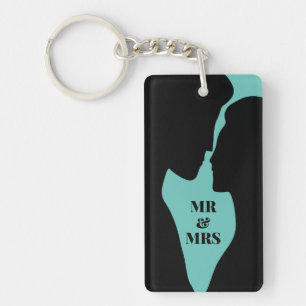 Porte-clés Silhouette de couple d'homme et de femme s'embrass