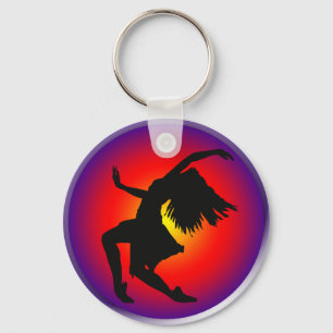 Porte-clés Silhouette de danseur de jazz sur l'arrière - pla