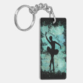Porte-clés Silhouette de danseuse de ballet en bleu (Devant gauche)