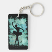 Porte-clés Silhouette de danseuse de ballet en bleu (Dos)