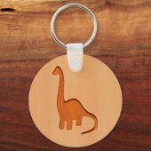 Porte-clés Silhouette de dinosaure gravée sur bois (Recto)