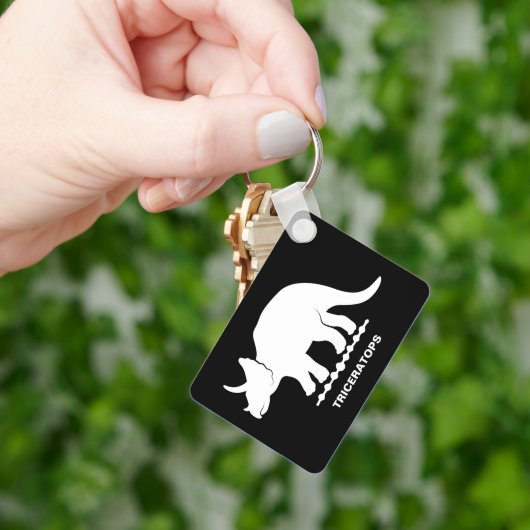 Porte-clés silhouette de dinosaure Triceratops (main)