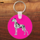 Porte-clés Silhouette de Dogue Allemand gris tigré (Recto)