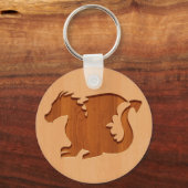 Porte-clés Silhouette de dragon gravée à effet bois (Recto)