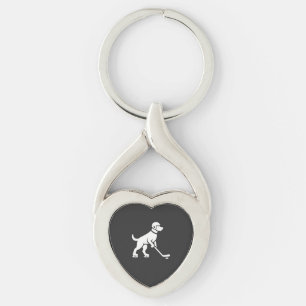 Porte-clés Silhouette de joueur de hockey sur chien