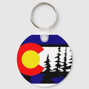 Porte-clés Silhouette de l'arbre du drapeau du Colorado