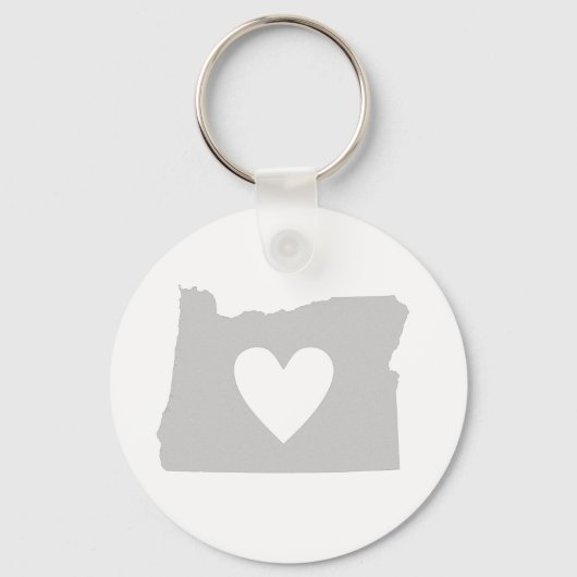Porte-clés Silhouette de l'état du coeur de l'Oregon (Recto)