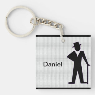 Porte-clés Silhouette de l'homme dansant avec nom