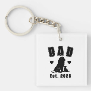 Porte-clés Silhouette de Lionceau Nouveau Papa Année de Fonda
