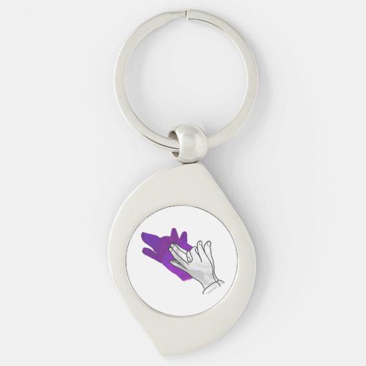 Porte-clés Silhouette de main de loup Violet (Devant)