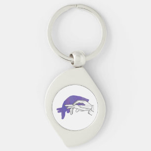 Porte-clés Silhouette de main Fourmilier Violet