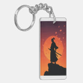 Porte-clés Silhouette de Samouraï au Coucher du So (Devant gauche)