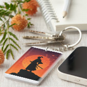 Porte-clés Silhouette de Samouraï au Coucher du So (Devant droit)