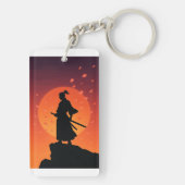 Porte-clés Silhouette de Samouraï au Coucher du So (Dos)