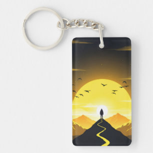 Porte-clés Silhouette de sommet de montagne avec un piédestal