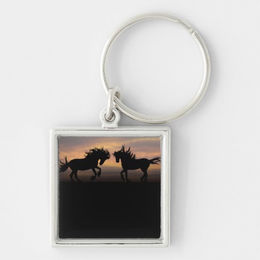 Porte-clés Silhouette des chevaux sauvages (Devant)